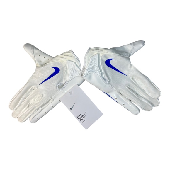 Nike Vapor Jet 7.0 Football Gloves White Royal Blue Size M - Picture 3 of 5